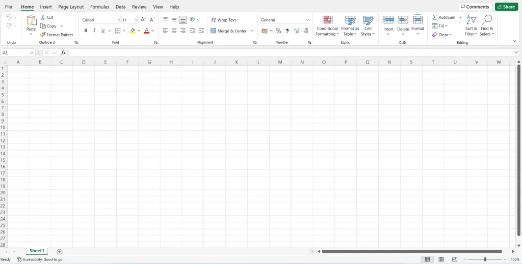 Microsoft Excel sheet